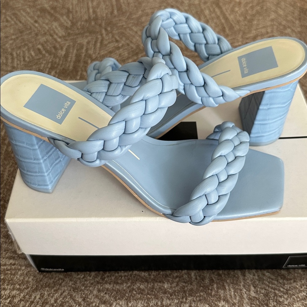 Dolce Vita Light Blue Braided Heeled Sandals
